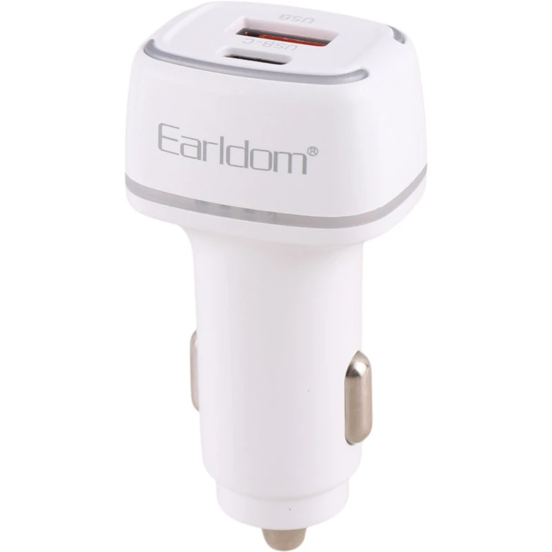 شارژر فندکی فست شارژ Earldom ES-CC11 PD 3A 18W + کابل تبدیل آیفونی