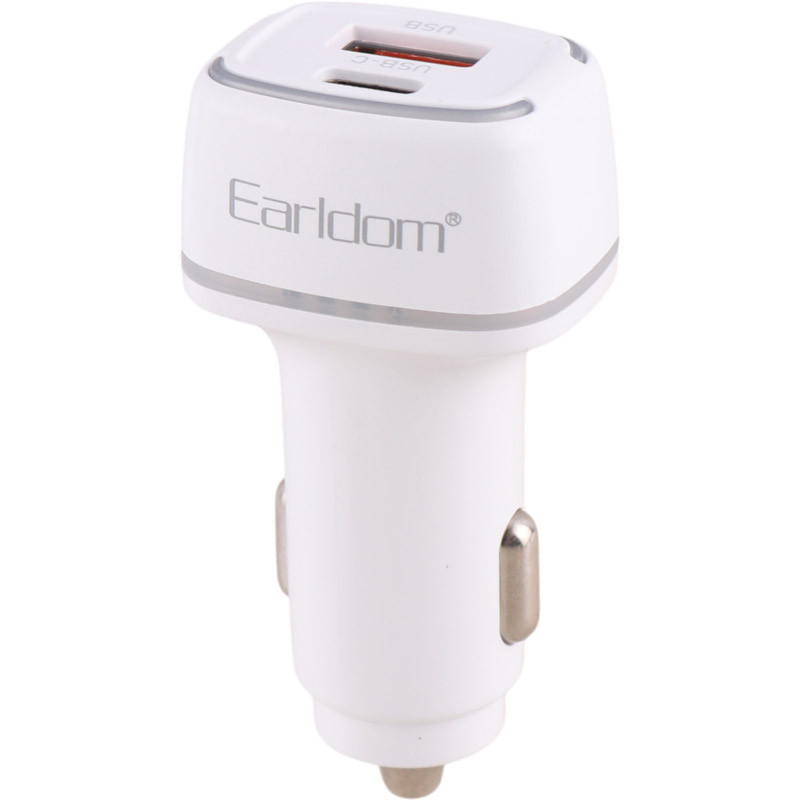 شارژر فندکی فست شارژ Earldom ES-CC11 PD 3A 18W + کابل تبدیل آیفونی