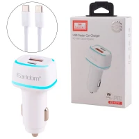 شارژر فندکی فست شارژ Earldom ES-CC11 PD 3A 18W + کابل تبدیل تایپ سی