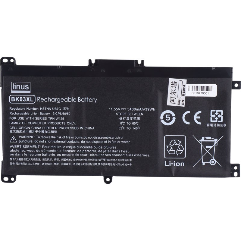 باتری لپ تاپ اچ پی Linus HP BK03XL 3Cell