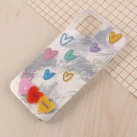 قاب IMD آیفون iPhone 13 / 14 طرح قلب رنگی برجسته براق