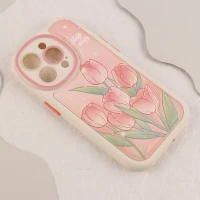 قاب چرمی آیفون iPhone 14 Pro طرح نقاشی برجسته محافظ لنزدار