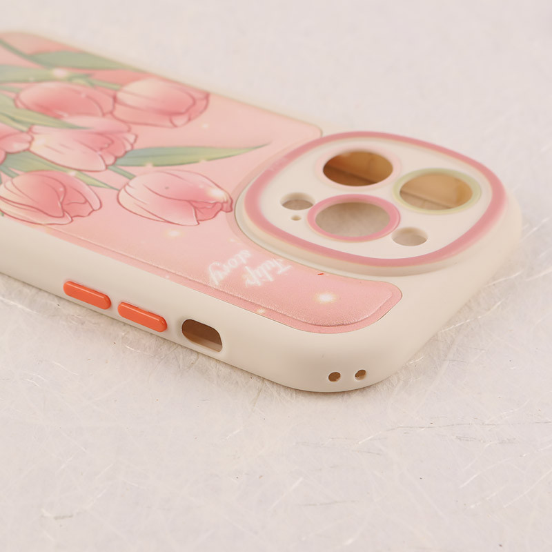 قاب چرمی آیفون iPhone 14 Pro طرح نقاشی برجسته محافظ لنزدار