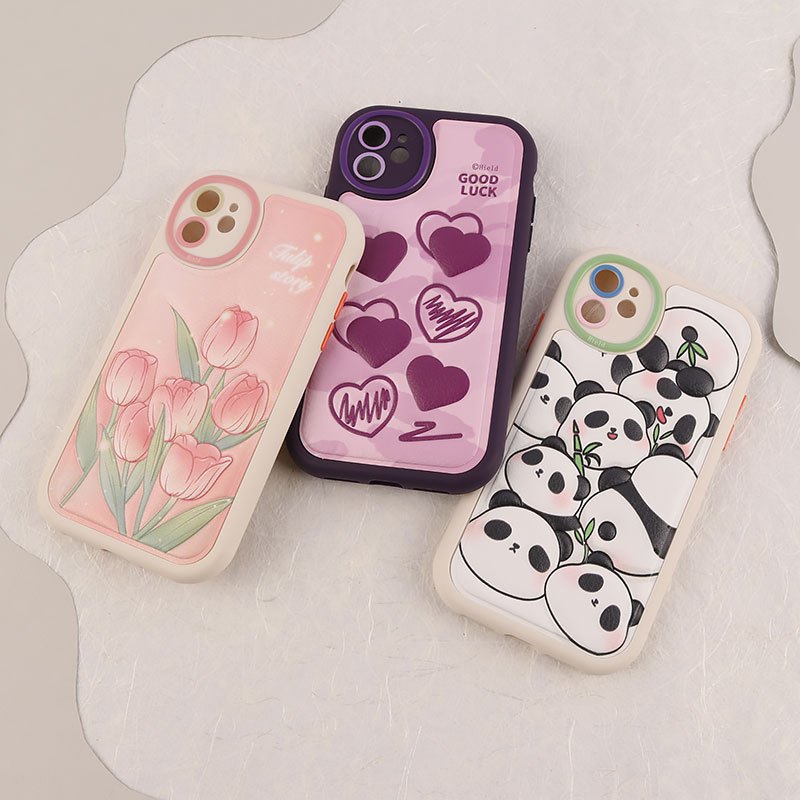 قاب چرمی آیفون iPhone 11 طرح نقاشی برجسته محافظ لنزدار