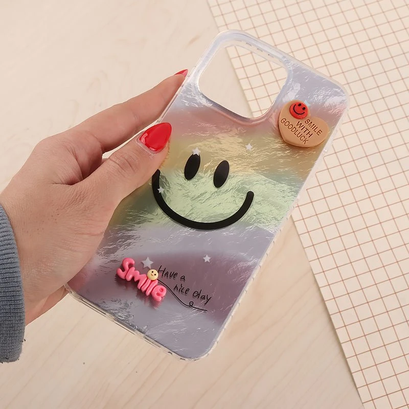 قاب IMD آیفون iPhone 15 Pro Max طرح Smile برجسته براق
