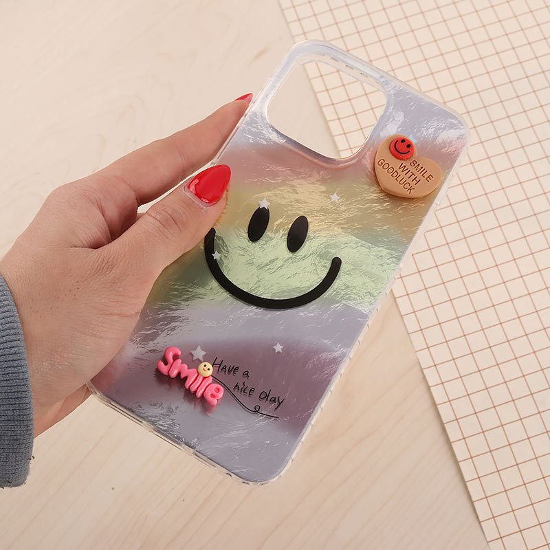 قاب IMD آیفون iPhone 15 Pro Max طرح Smile برجسته براق
