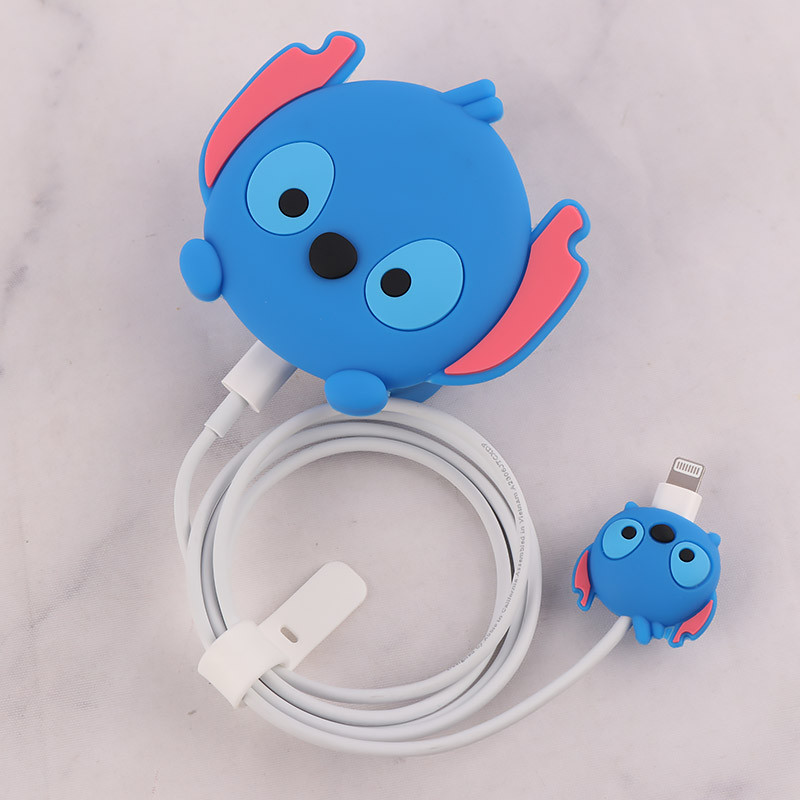 ست محافظ کابل و کلگی شارژر سیلیکونی آیفون طرح Stitch