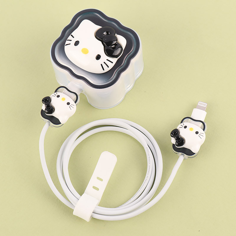 ست محافظ کابل و کلگی شارژر آیفون طرح Kitty