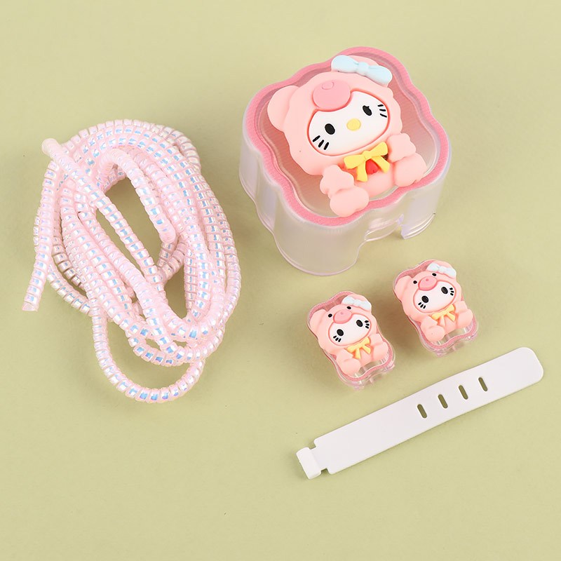ست محافظ کابل و کلگی شارژر آیفون طرح Kitty کد 1