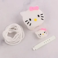 ست محافظ کابل و کلگی شارژر سیلیکونی آیفون طرح Kitty