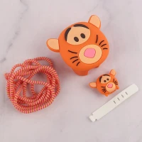 ست محافظ کابل و کلگی شارژر سیلیکونی آیفون طرح Tigger