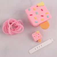 ست محافظ کابل و کلگی شارژر سیلیکونی آیفون طرح بستنی