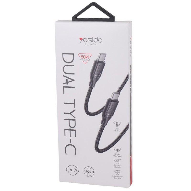 کابل تبدیل فست شارژ Yesido CA175 Type-C to Type-C 60W 1m
