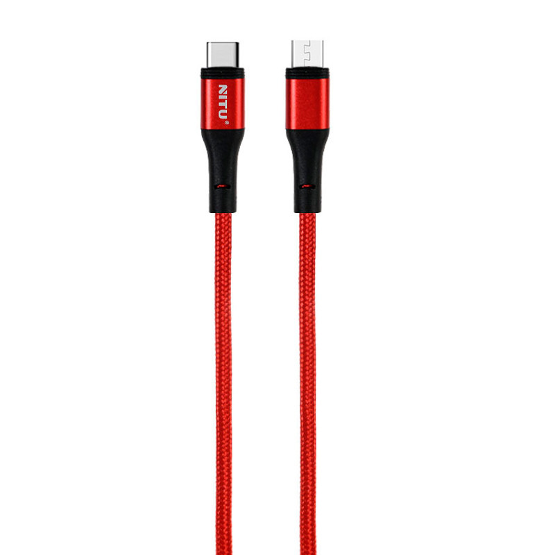 کابل کوتاه فست شارژ Nitu NC36 Type-C to MicroUSB 2.4A 30cm