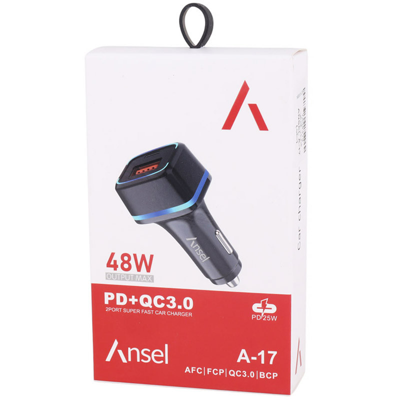 شارژر فندکی فست شارژ ANSEL A-17 QC3.0 PD 3A 30W