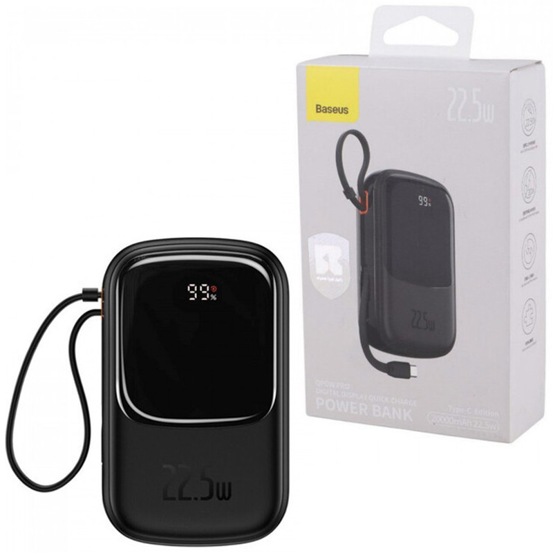 پاور بانک فست شارژ باسئوس QPOW Pro PPQD040101 PD 22.5W ظرفیت 20000 میلی آمپر ساعت