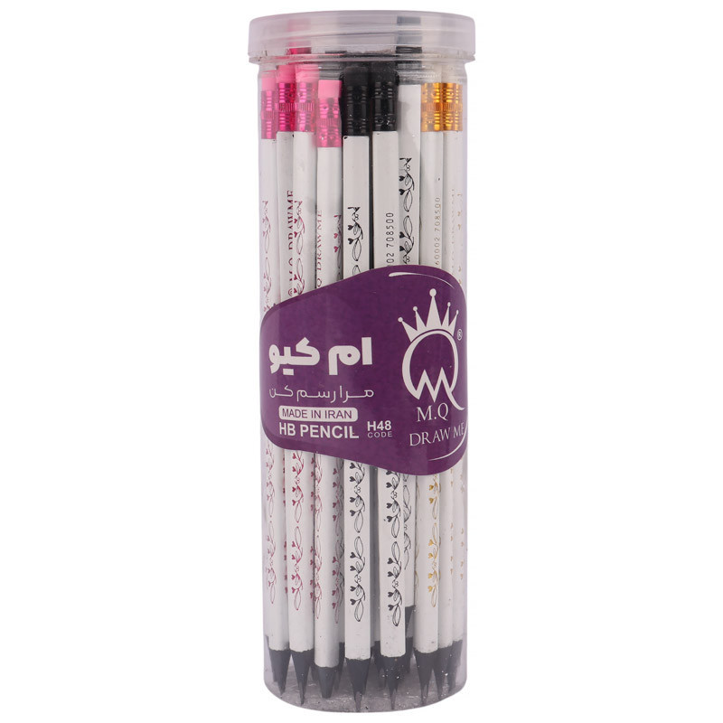 مداد مشکی پاک کن دار ام کیو M.Q H48 بسته 48 عددی