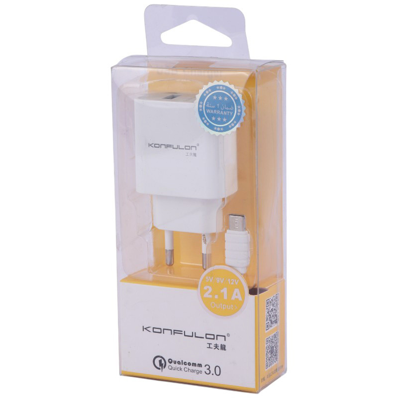 شارژر دیواری 18 وات کانفلون C27 QC3.0 PD 2.4A + کابل تایپ سی