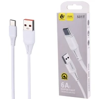 کابل تایپ سی فست شارژ Sasathree S01T 6A 0.9m