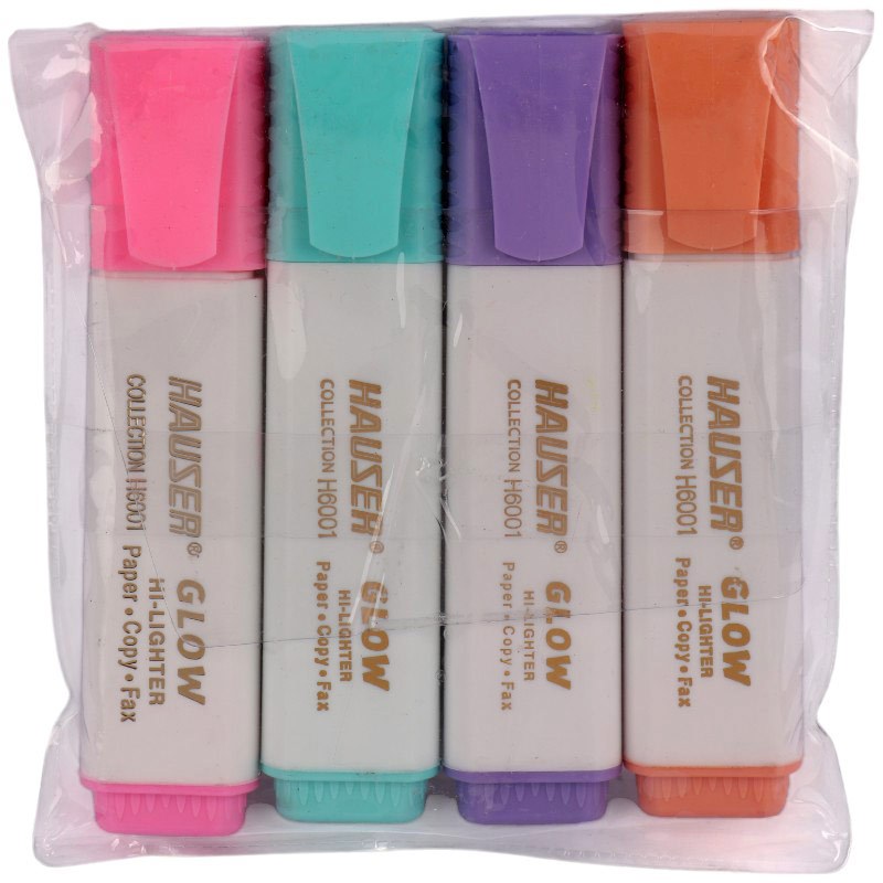 ماژیک هایلایت پاستلی هایزر Hauser Glow H6001 بسته 4 عددی