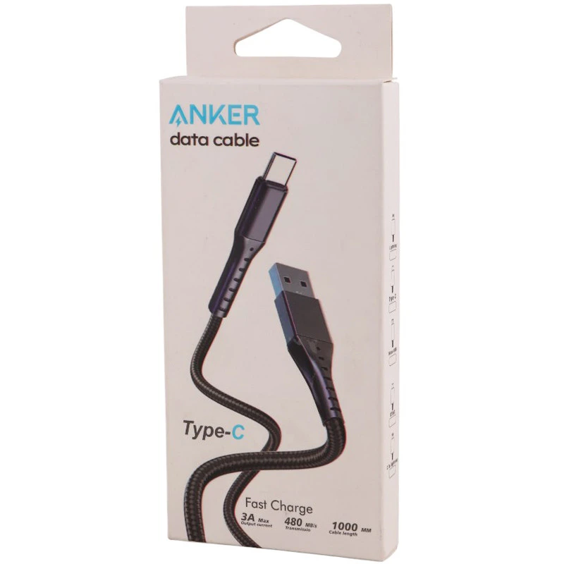 کابل تایپ سی فست شارژ Anker 3A 1m Highcopy