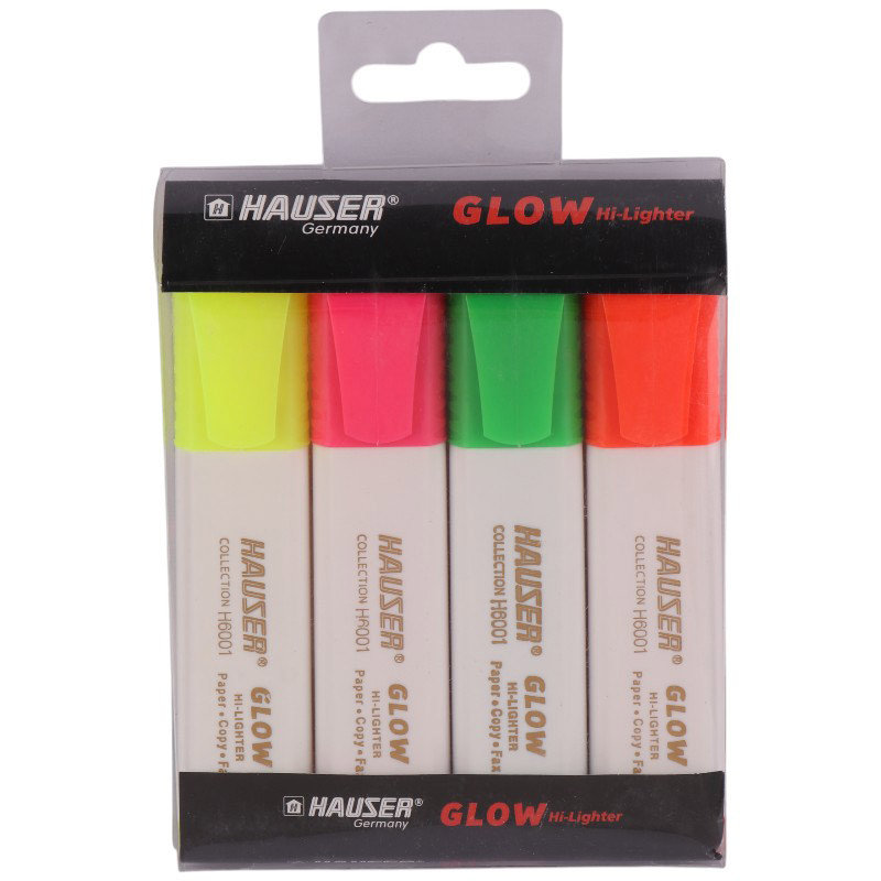 ماژیک هایلایت هایزر&nbsp;Hauser&nbsp;Glow&nbsp;H6001&nbsp;بسته 4 عددی