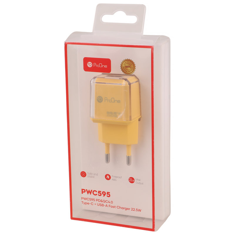 شارژر دیواری فست شارژ ProOne PWC595 3A PD QC4.0 22.5W