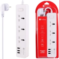 چند راهی 3 خانه ارت دار پرووان PPS615U با کابل 1.8 متری + شارژر USB