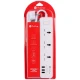 چند راهی 3 خانه ارت دار پرووان PPS615U با کابل 1.8 متری + شارژر USB