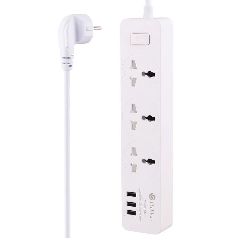چند راهی 3 خانه ارت دار پرووان PPS615U با کابل 1.8 متری + شارژر USB