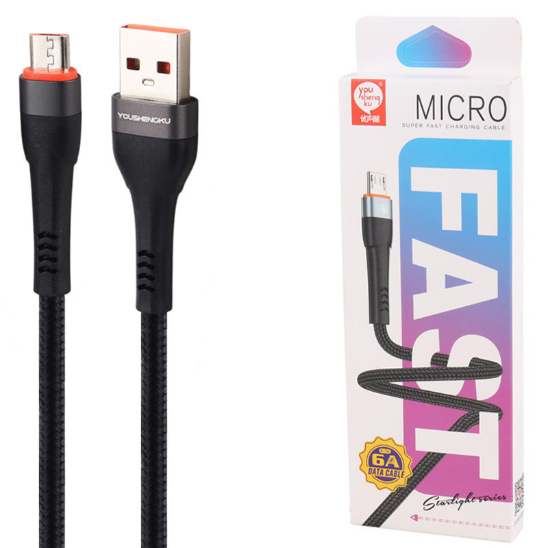 کابل میکرو یو اس بی فست شارژ YOU SHENQ KU K-76 6A 1m