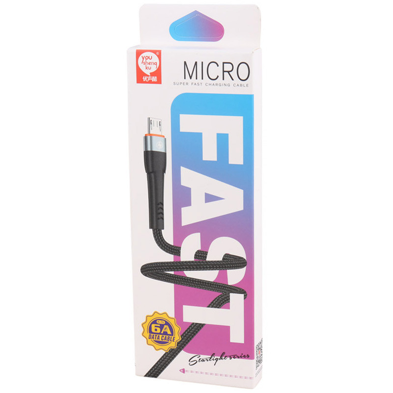 کابل میکرو یو اس بی فست شارژ YOU SHENQ KU K-76 6A 1m
