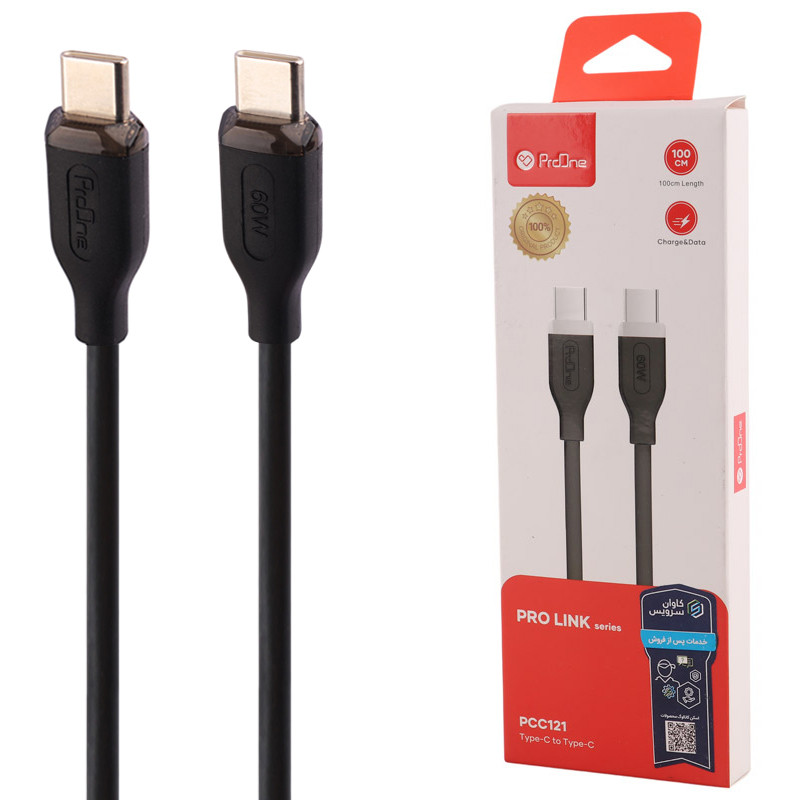 کابل تبدیل فست شارژ ProOne PCC121 Type-C to Type-C PD 60W 1M