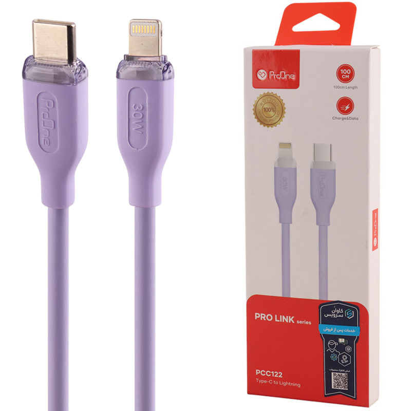 کابل تبدیل فست شارژ ProOne PCC122 Type-C To Lightning PD 30W 1m