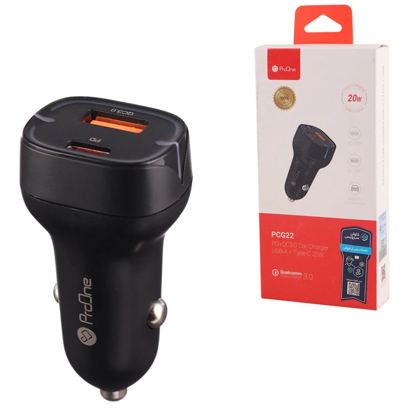 شارژر فندکی فست شارژ ProOne PCG22 PD QC3.0 3A 20W