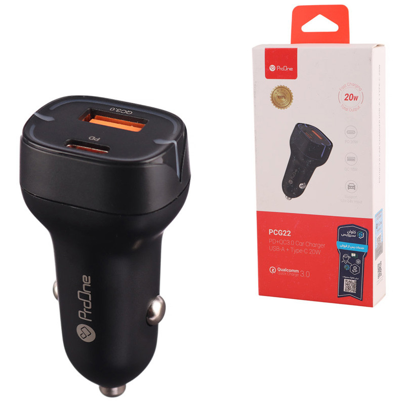 شارژر فندکی فست شارژ ProOne PCG22 PD QC3.0 3A 20W