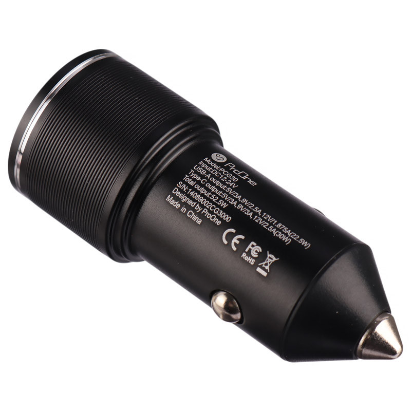 شارژر فندکی فست شارژ ProOne PCG30 PD 3A 30W + کابل تبدیل تایپ سی