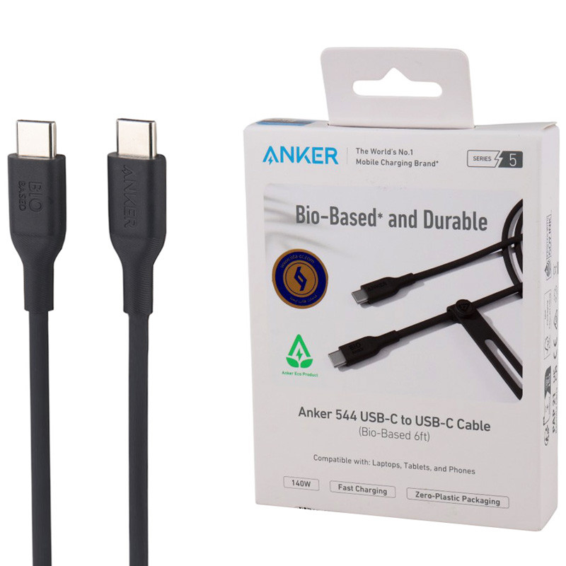 کابل تبدیل فست شارژ Anker 544 A80F2 Type-C To Type-C PD 140W 1.83m