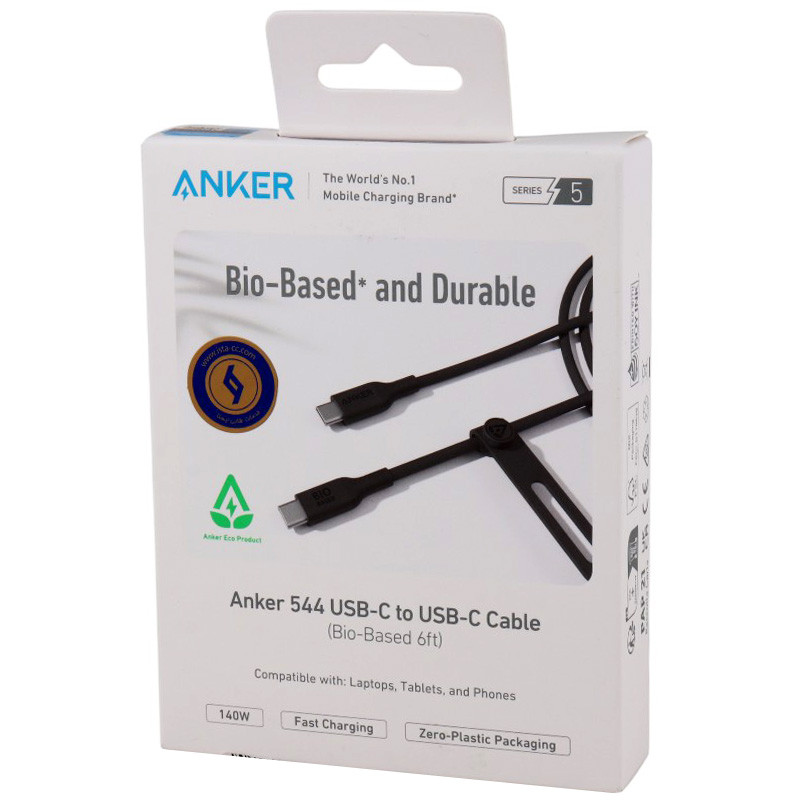 کابل تبدیل فست شارژ Anker 544 A80F2 Type-C To Type-C PD 140W 1.83m