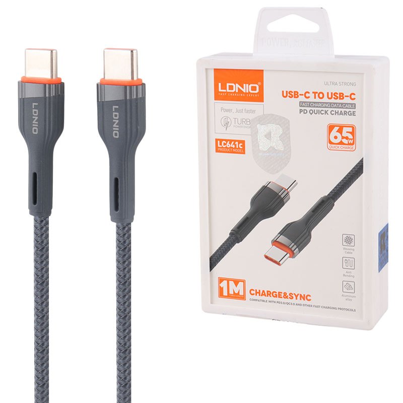 کابل تبدیل فست شارژ Ldnio LC641C Type-C To Type-C QC3.0 PD3.0 65W 1m
