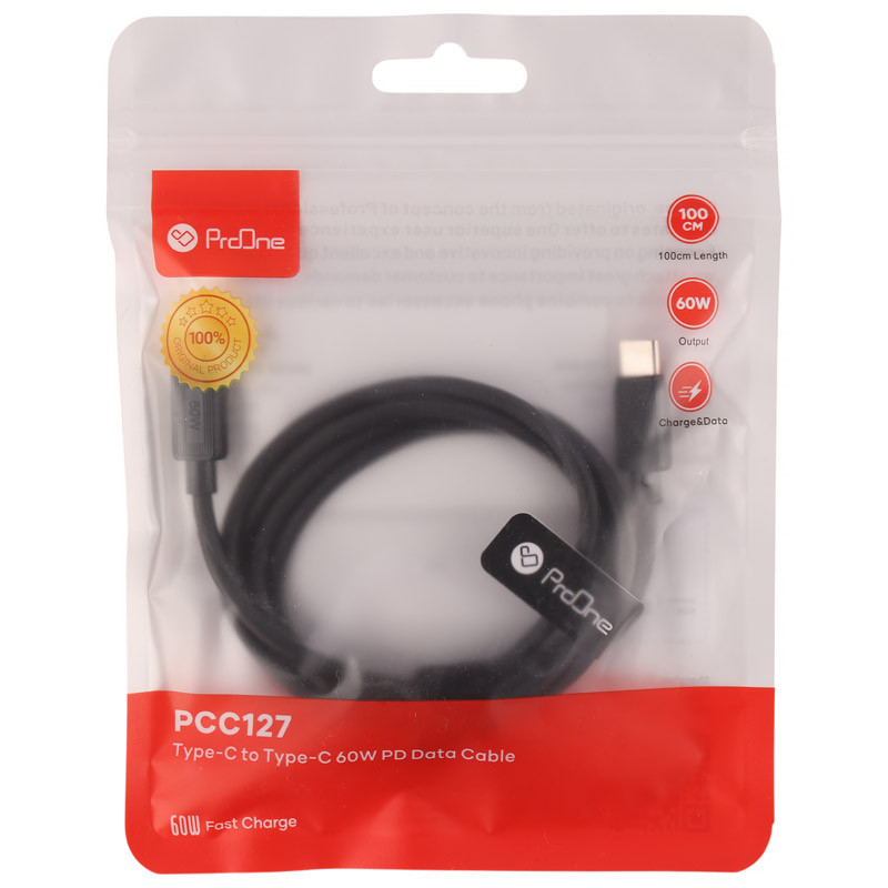 کابل تبدیل فست شارژ ProOne PCC127 Type-C To Type-C PD 60W 1m
