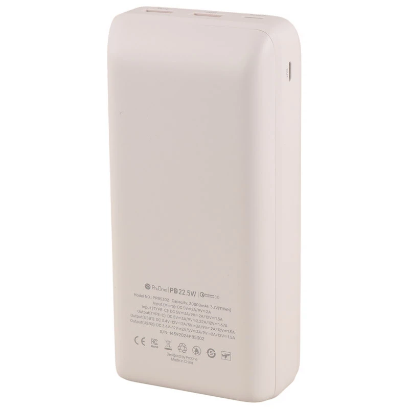 پاور بانک فست شارژ پرووان PPB5302 QC3.0 PD 22.5W ظرفیت 30000 میلی آمپر ساعت
