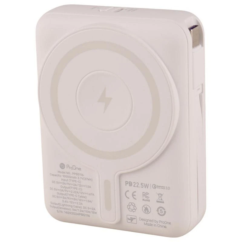 پاور بانک بی سیم فست شارژ پرووان PPB5116 QC3.0 PD 22.5W ظرفیت 10000 میلی آمپر ساعت