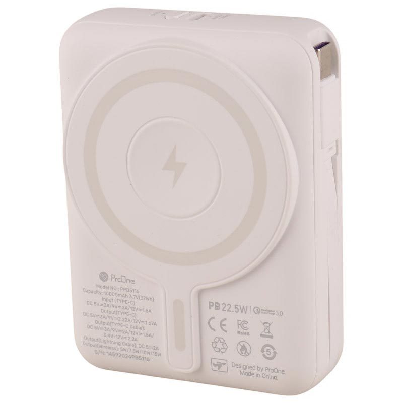 پاور بانک بی سیم فست شارژ پرووان PPB5116 QC3.0 PD 22.5W ظرفیت 10000 میلی آمپر ساعت