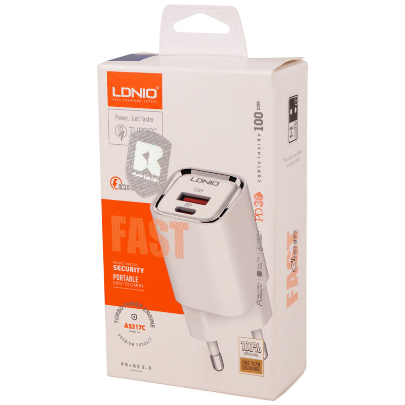 شارژر دیواری 30 وات الدینیو A2317C QC3.0 PD 3A + کابل میکرو یو اس بی
