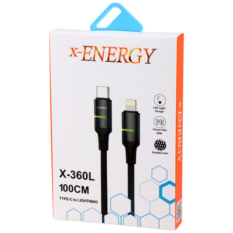 کابل تبدیل فست شارژ X-Energy X-360L Type-C To Lightning PD 30W 1m