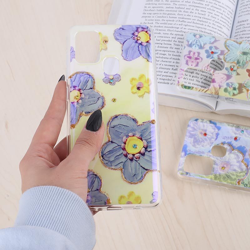 قاب هولوگرامی سامسونگ Galaxy A21s طرح گل آبرنگی