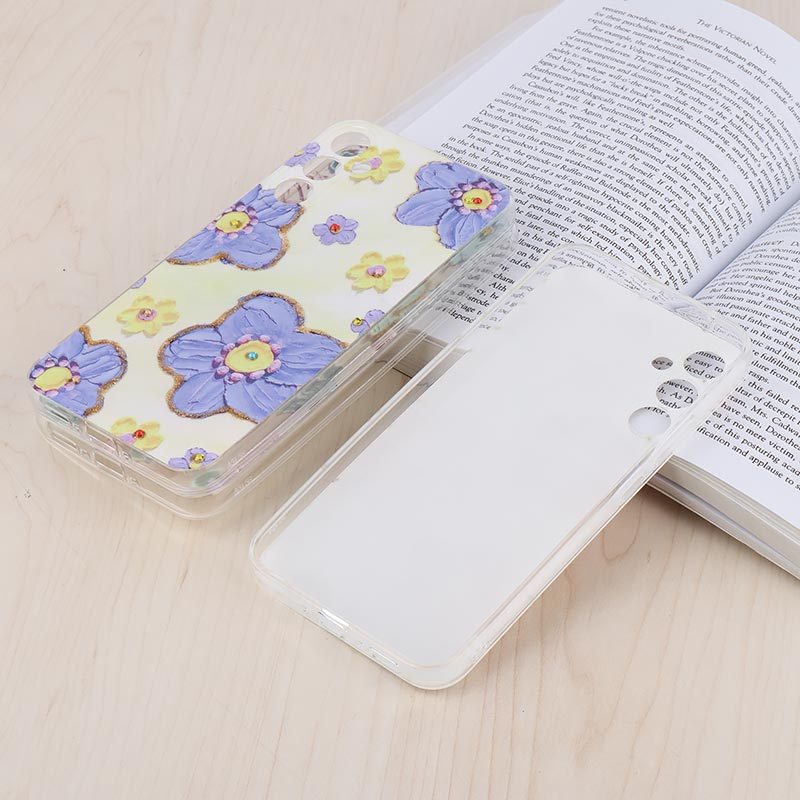 قاب هولوگرامی سامسونگ Galaxy A34 طرح گل آبرنگی محافظ لنزدار