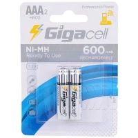 باتری دوتایی نیم قلمی شارژی Gigacell NI-MH HR03 AAA 600mAh