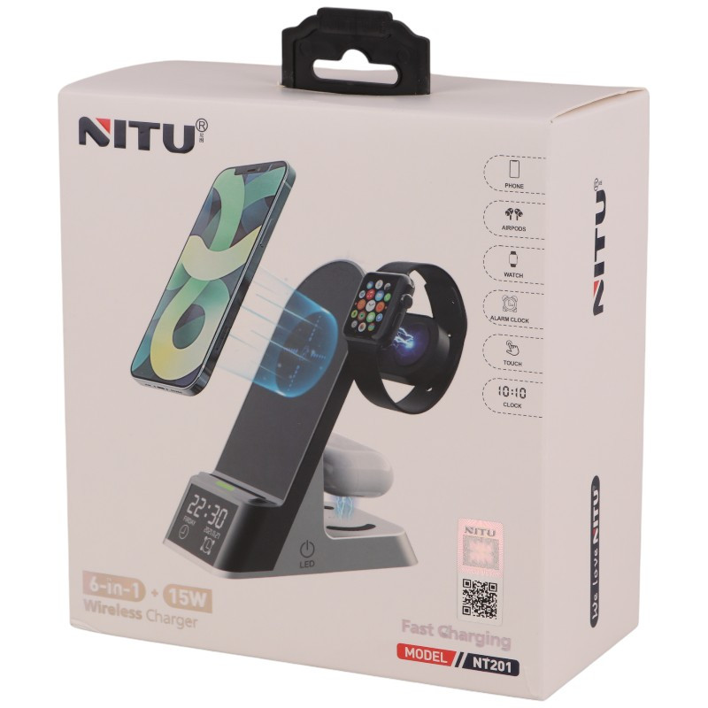 شارژر بی سیم فست شارژ و استند رومیزی Nitu NT201 15W